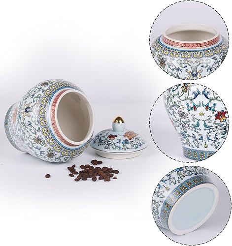 Miniatura 9 de Tarro clásico de jengibre esmaltado, hecho a mano, diseños inspirados en la dinastía Yuan y Ming, motivos florales de colores vibrantes en jarrón de