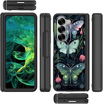 for Galaxy Z Fold 6 Case,Heavy Duty Dual Layer Hard PC & Soft Silicone Rugged Bumper Shockproof Protective Case for Samsung Galaxy Z Fold 6 5G 2024,Butterfly Vintage Botanical