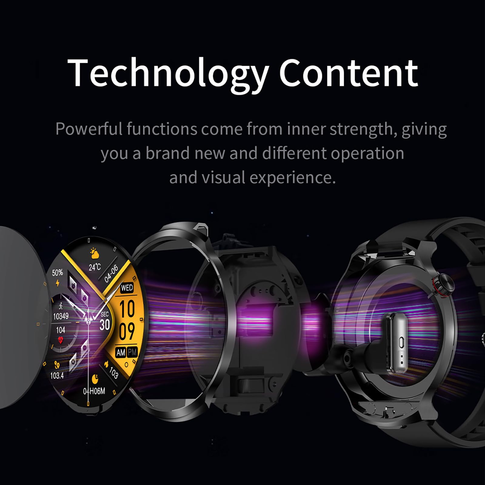 Smart Watch with Bluetooth Earbuds, 1.85-Inch Round HD Screen, Military Style, IP67 Waterproof, 100+ Sports Modes, Heart Rate Monitor, Sleep Tracker, Music Control