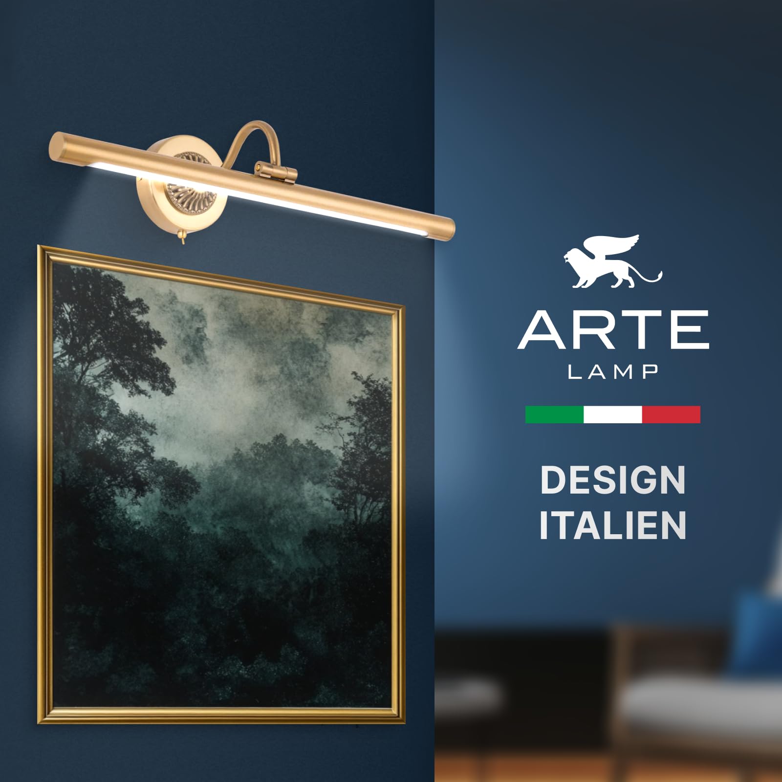 ARTE LAMP Applique murale d'intérieur – lampe LED pour tableau – pour la maison - avec câble et prise pour réseau