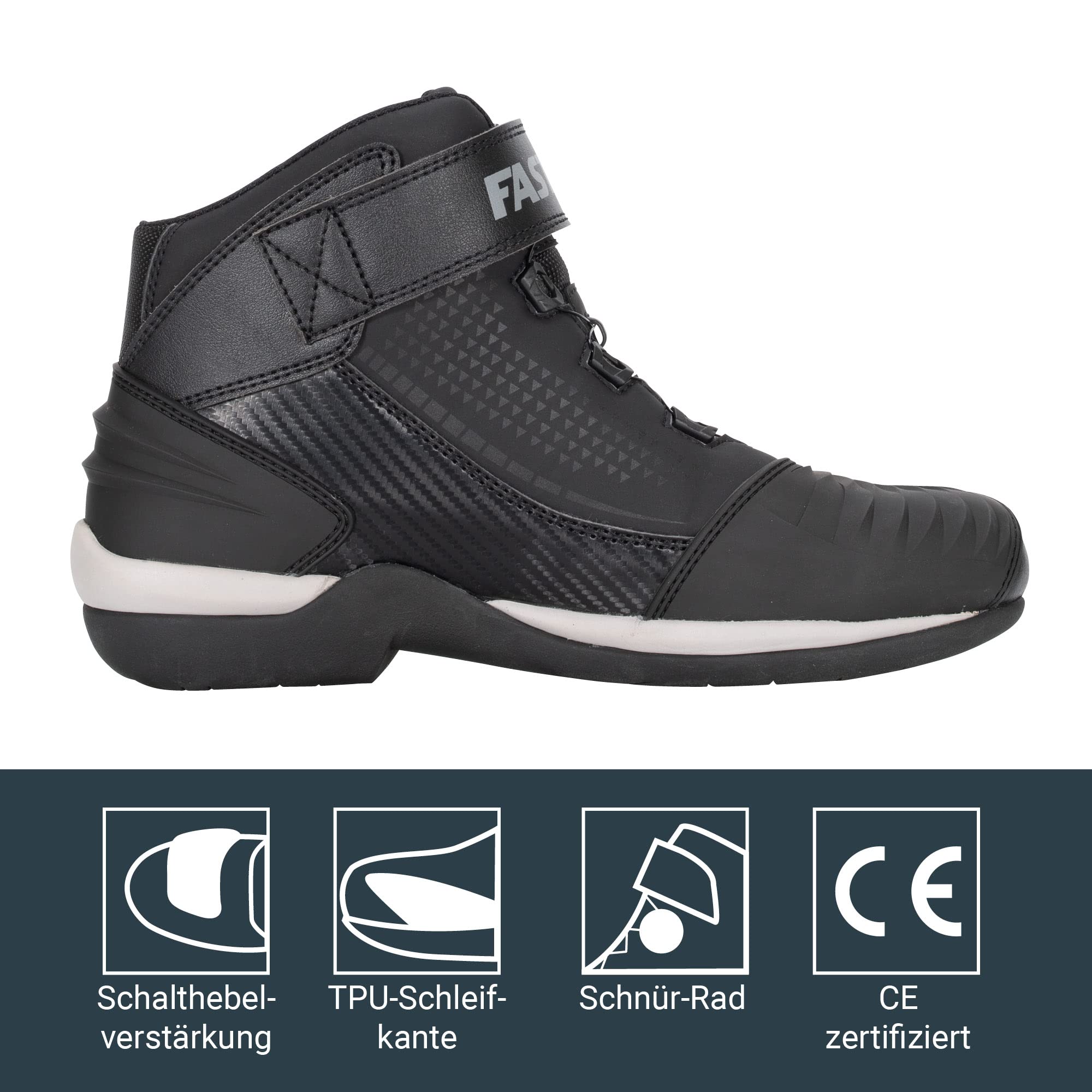 FAST WAY City 1 Motorrad Schuhe Herren & Damen, CE Zertifizierte Motorradschuhe, Motorradstiefel mit Schnürrad, Motorrad Stiefel mit TPU Schleifkante & Schalthebelverstärkung