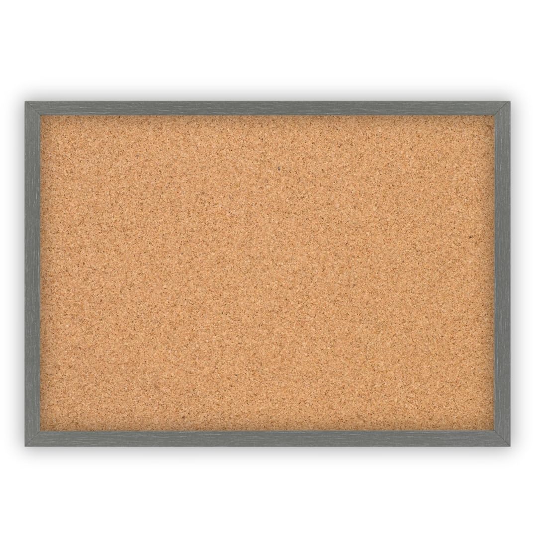 CLAMARO Cork Notice Board 30 x 20 cm, Steel Grey MDF Frame
