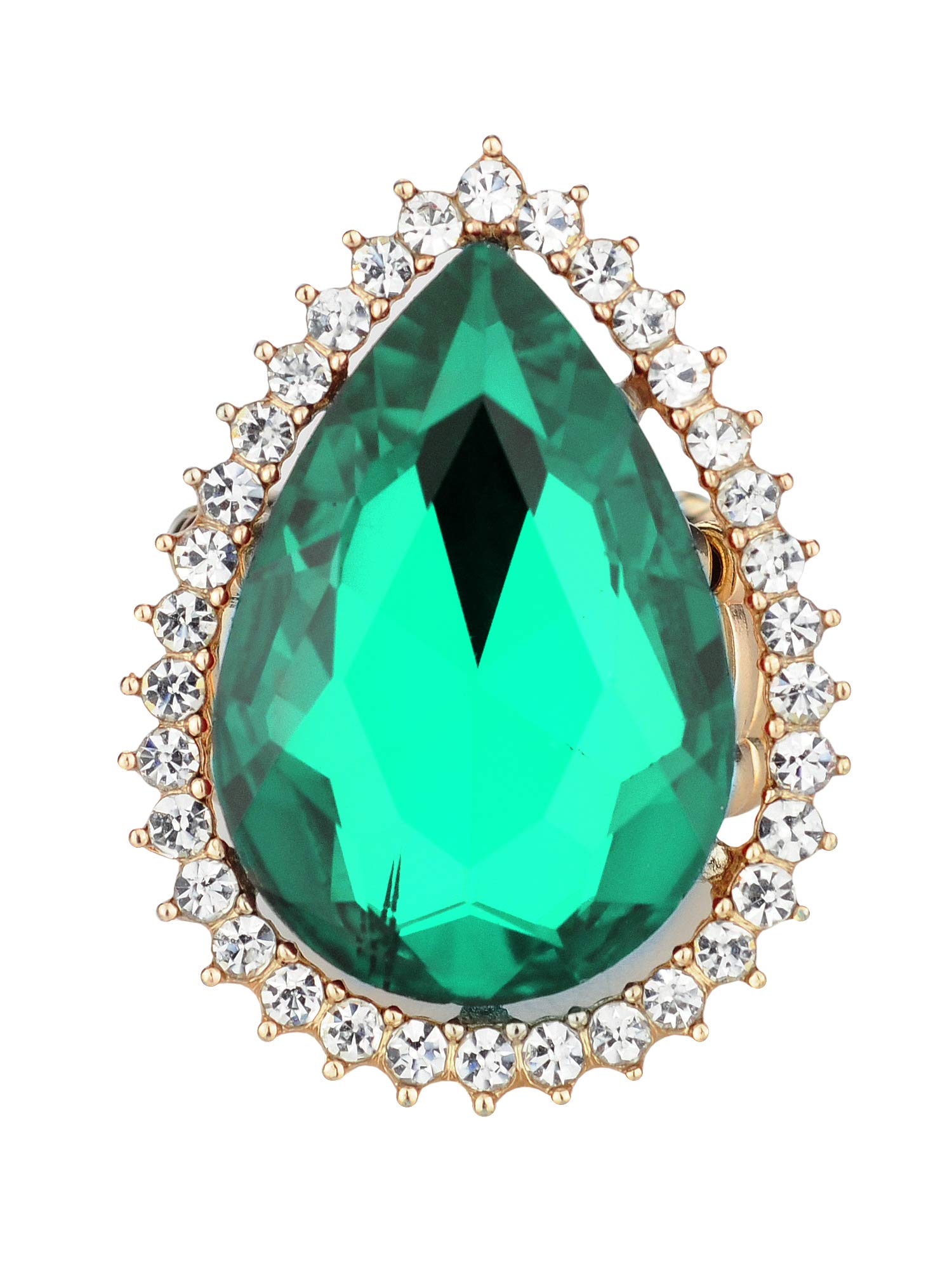 NYFASHION101 Women's Teardrop Stone Studs Fashion Stretch Ring