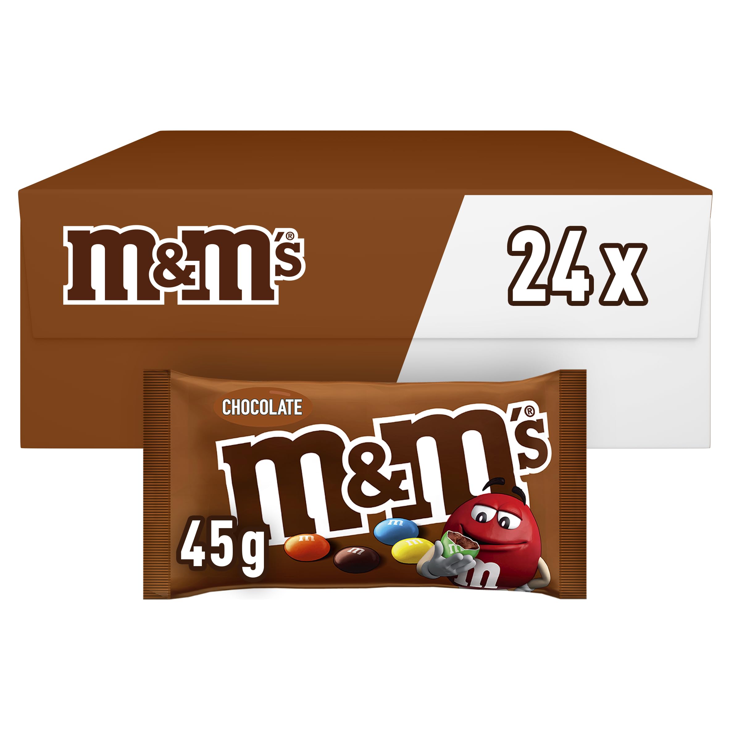 M&M'S Milk Chocolate Bitesize Sweets Snack Bags Bulk Multipack Box, 24x45g