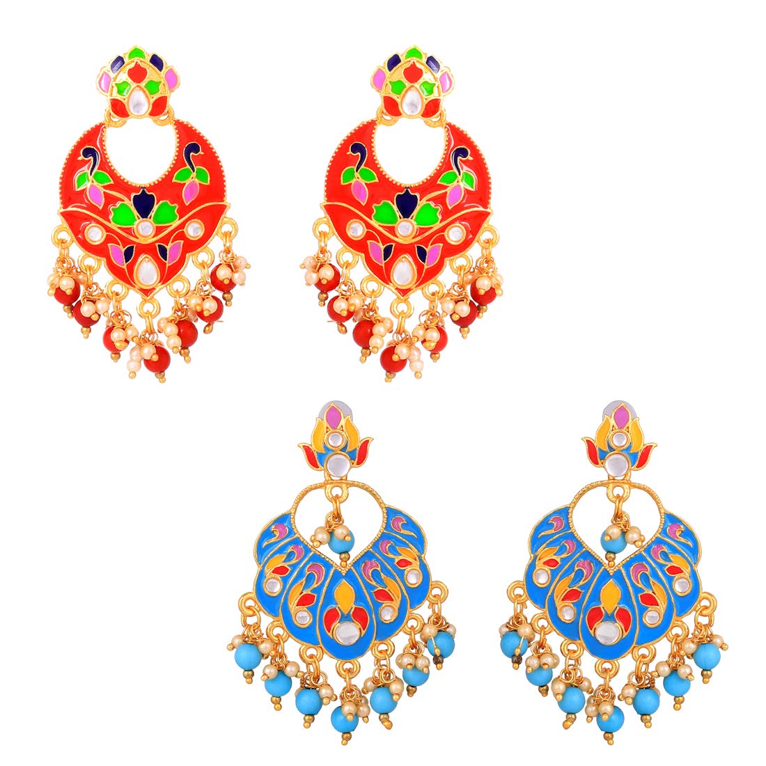 Yellow Chimes Combo 2 Pairs Stylish Meenakari Chandbali Earrings for Women and Girls… (B07MBFJKDF) Amazon Price History, Amazon Price Tracker