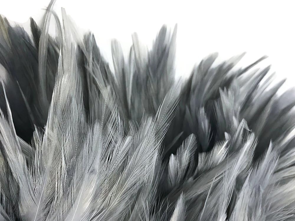 1 Yard – 4-6” Dyed Silver Gray Strung Chinese Rooster Saddle Wholesale Feathers (Bulk) Halloween Costume Fly Tying Craft Supply | Moonlight Feather