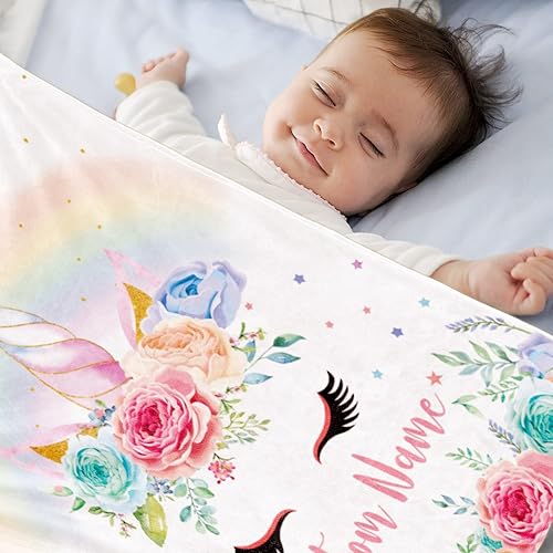 Vista 18 de Manta personalizada de unicornio con nombre para niña, niños personalizados, franela suave rosa, regalo personalizado para cumpleaños, Navidad, baby