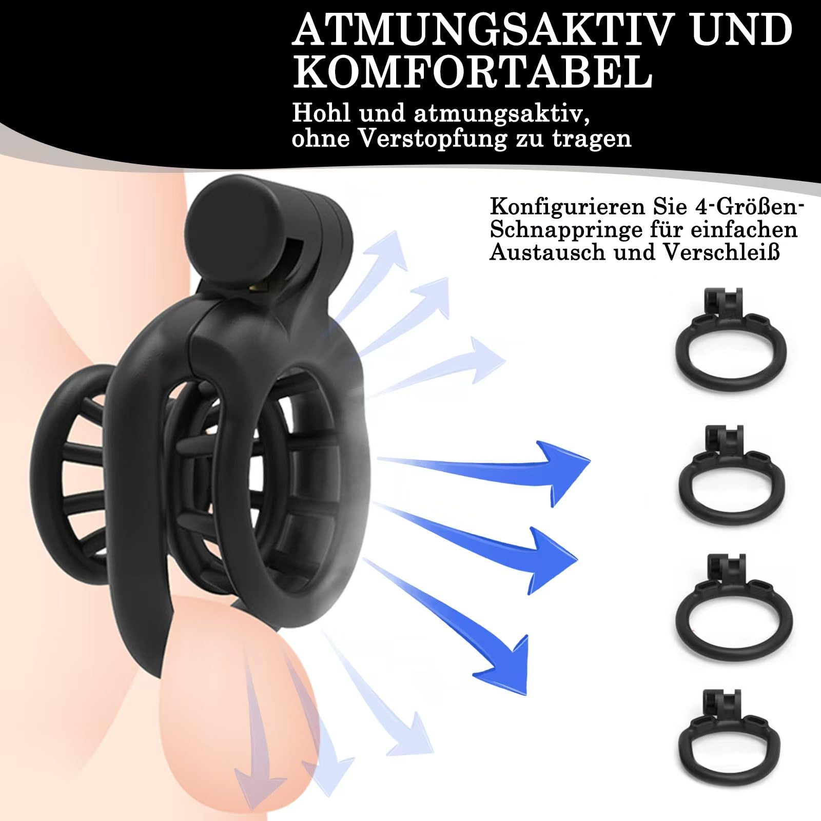 BDSMYEE Chastity cage per sissy, Piccola gabbia di castità traspirante, Gabbie per Pene SM bondage slave sex toys, male chastity gabbietta di castità per uomo (B)