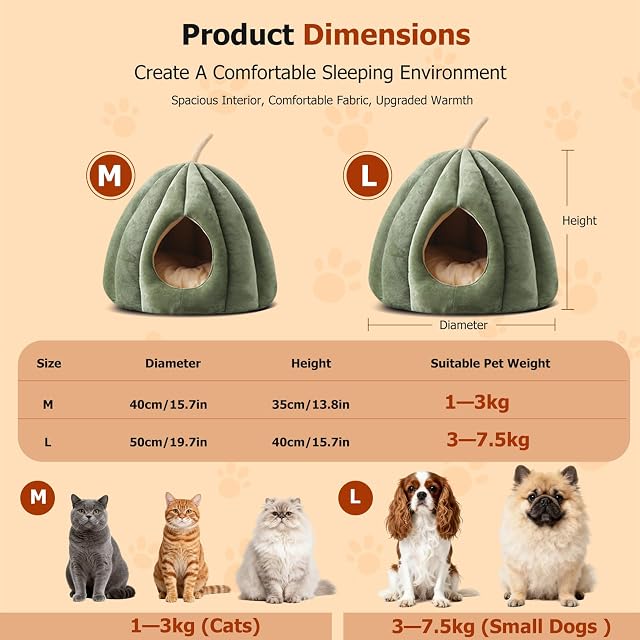Foto 3 de 6 de PETCUTE Cama Cueva para Mascotas,Casa para Gatos Invierno,Suave Cálida Camas para Gatos,Lavable Súper Suave…