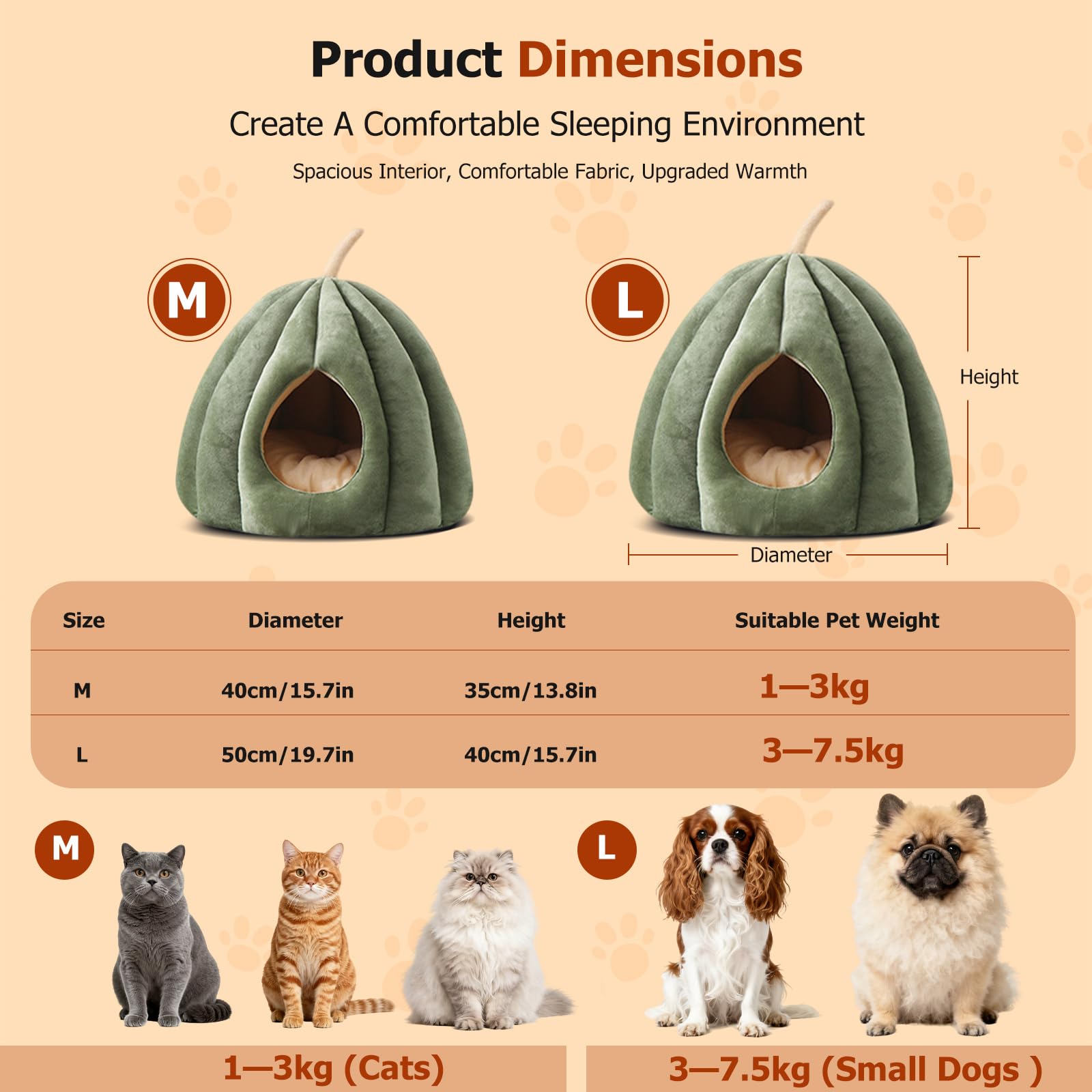 PETCUTE Katzenhöhle Katzenbett für große Katzen,Waschbar Haustierhöhle Katzenkorb für Katzen und Hunde, Hundebett mit Waschbarem Kissen,Warme Katzenhaus Haustierbett mit rutschfeste Unterseite