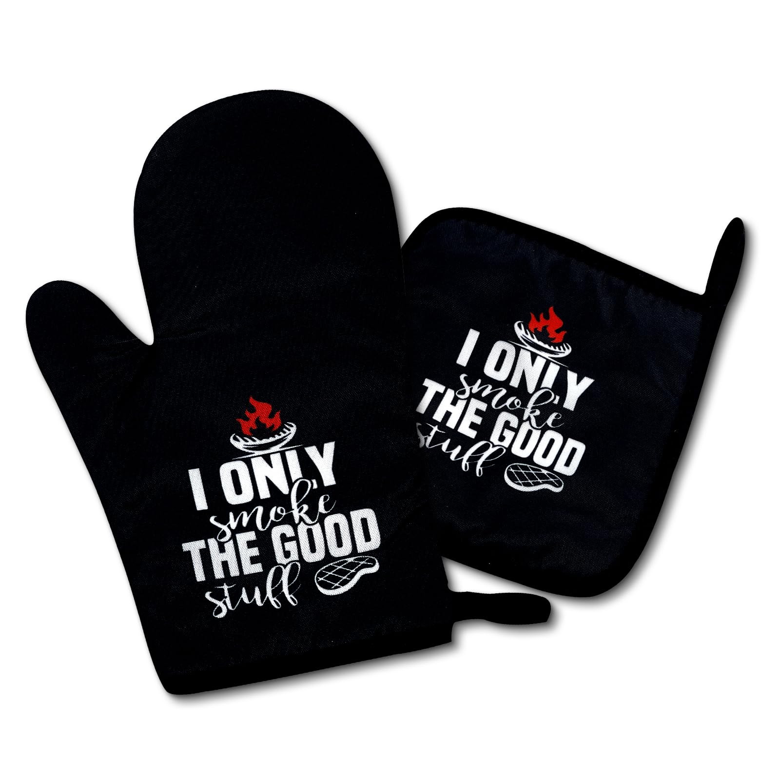 Dhecvbd I Only Smoke The Good Stuff, Funny Oven Mitts and Pot Holders (Set of 2) with Hanging Loop Silicone Non-Slip,Makes a Unique Gift for The Chef Brother, Father's Day, and Men Who Love Grilling