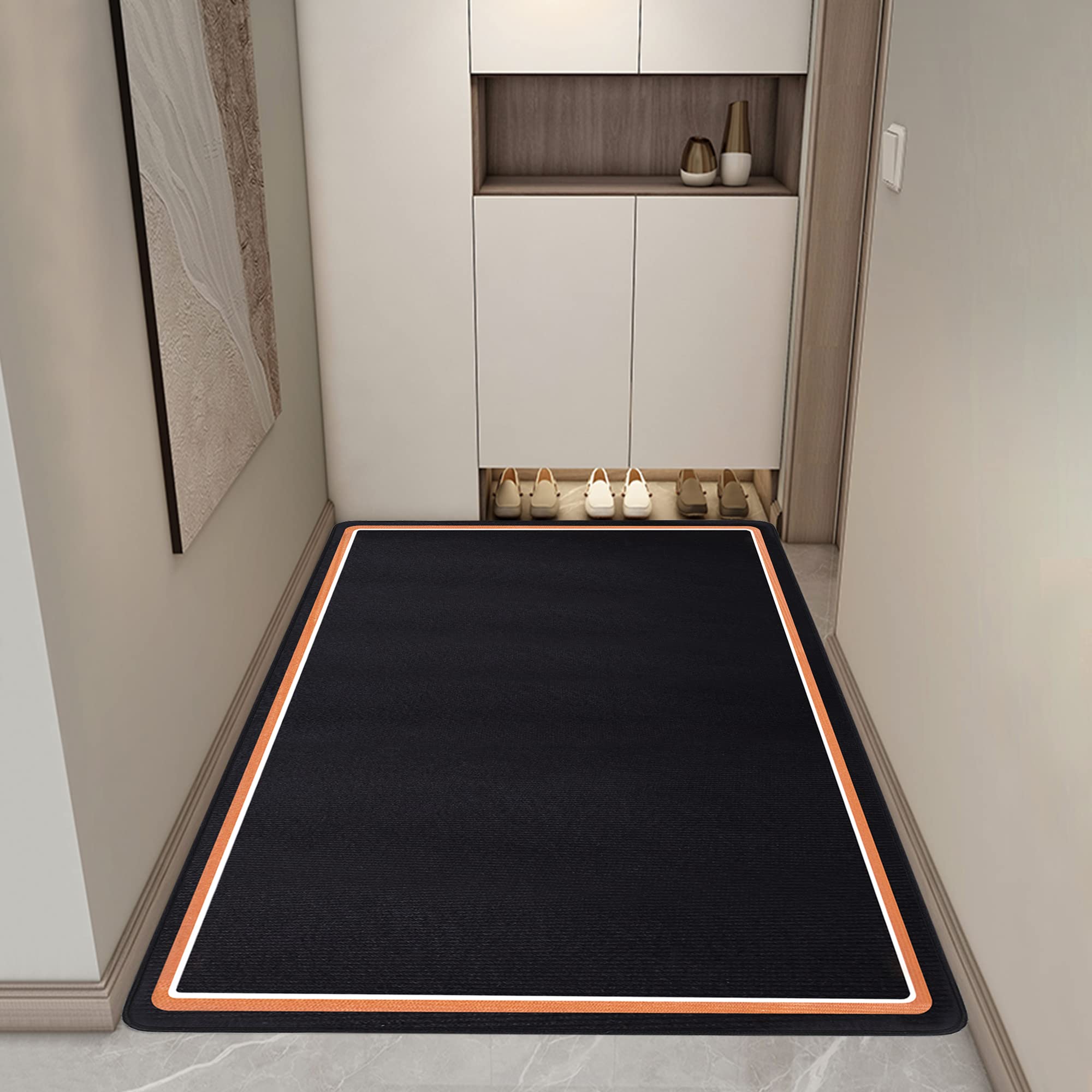 OUUTMEE 155 x 122 cm, tappeto per batteria elettrico, professionale rettangolare nero + bordo arancione