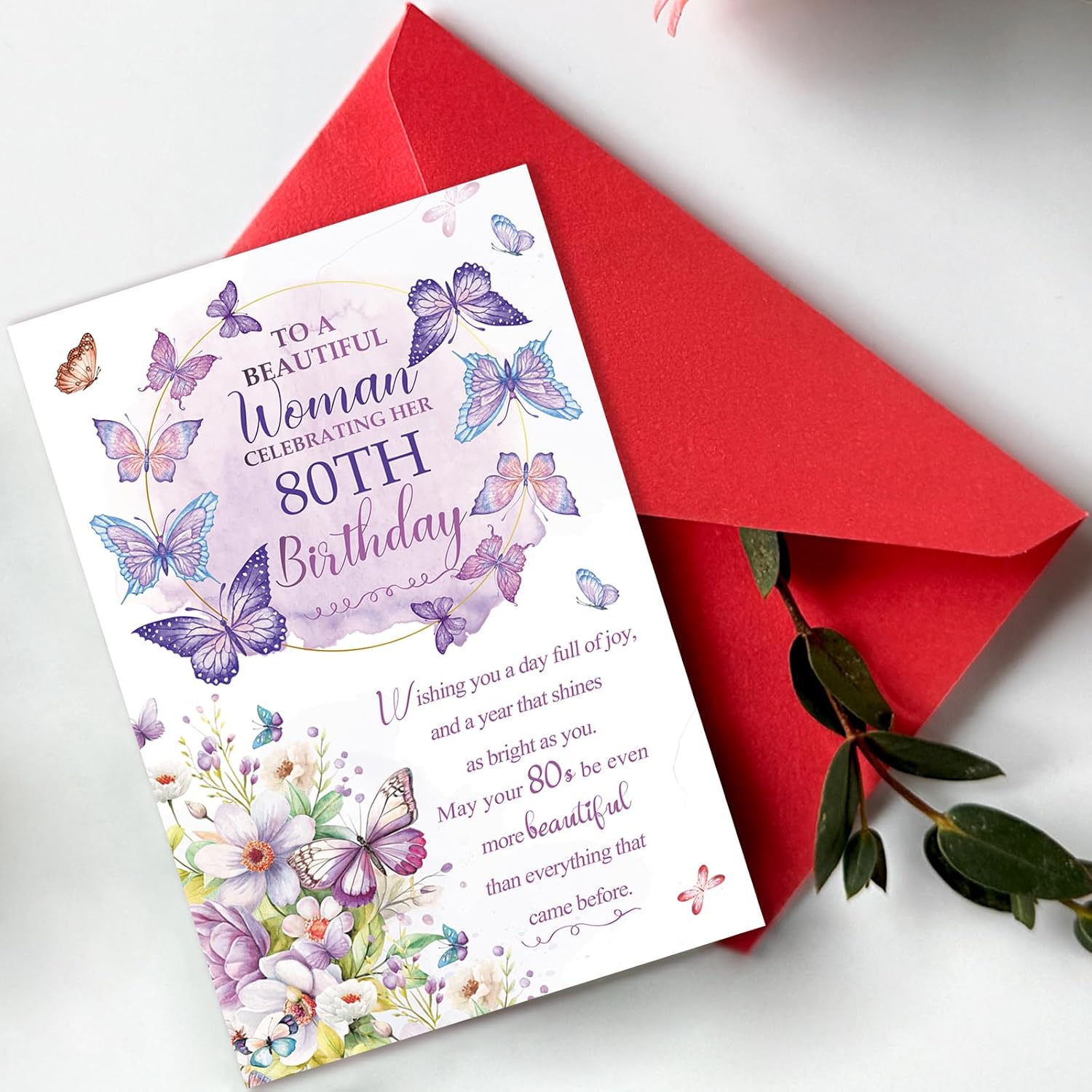 80th Birthday Card Gifts for Women, Cool Gifts for 80 Year Old Woman, 80th Birthday Decorations for Grandma-8x5.3 Inches, Double-Sided - Image 4