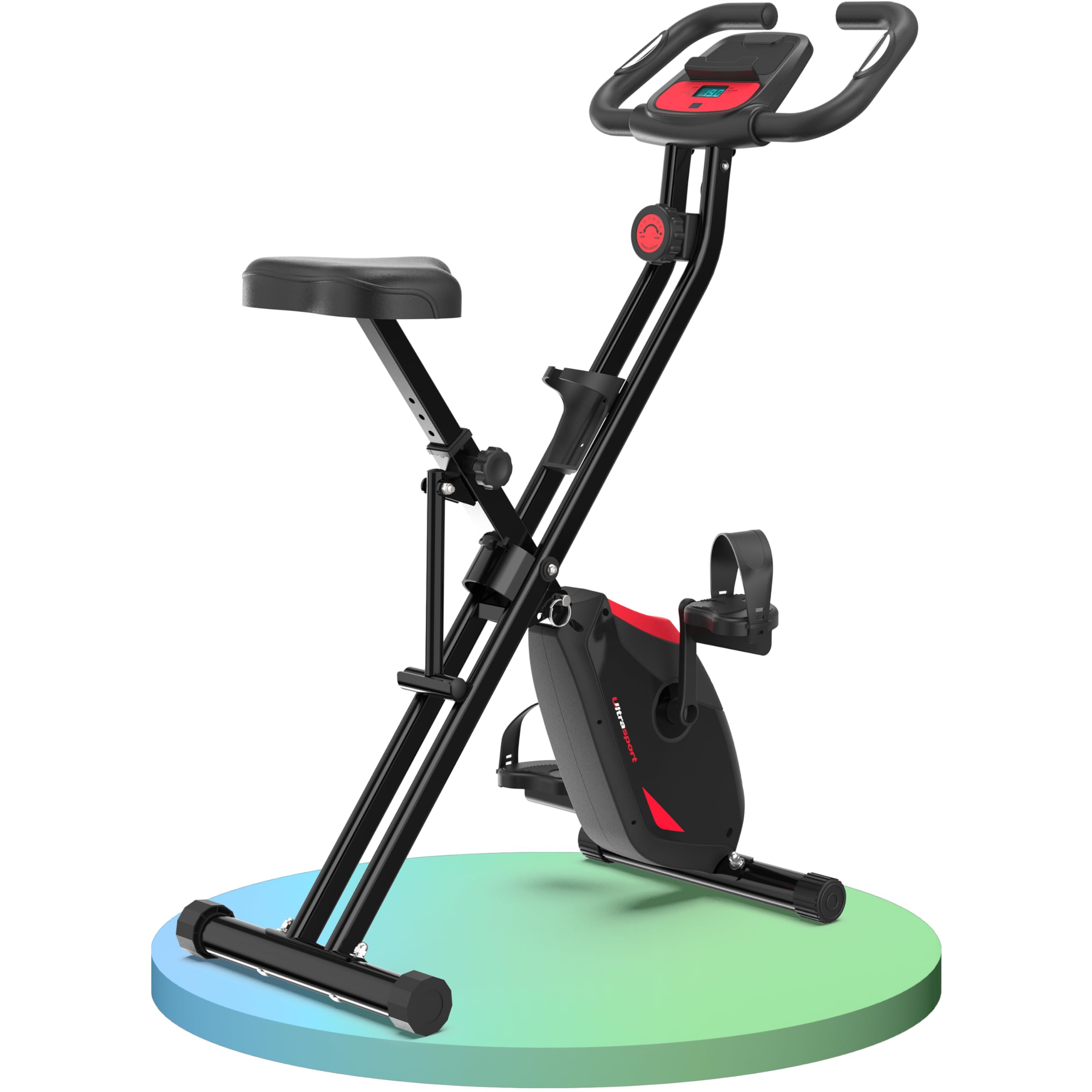 Ultrasport F-Bike Pro Cyclette da Casa Pieghevole I Cyclette Pieghevole da Casa fino a 150 KG con 16 Livelli, Sella Extra Confortevole, Funzione App, LCD Display e Sensori, Cyclette da Camera