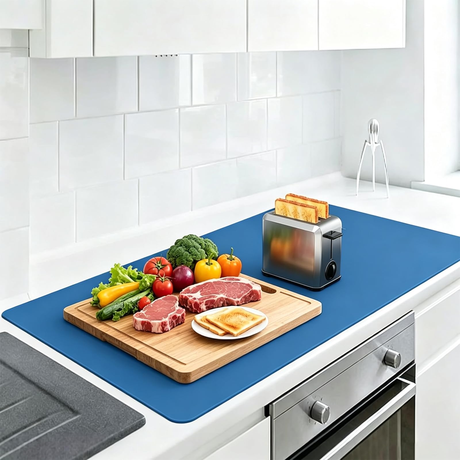 Tappetino in silicone, 120 x 60 cm, grande tappetino antiscivolo da cucina, spessore 2 mm, silicone resistente al calore, base da lavoro, base per dipingere e fai da te, per cucina, fai da te