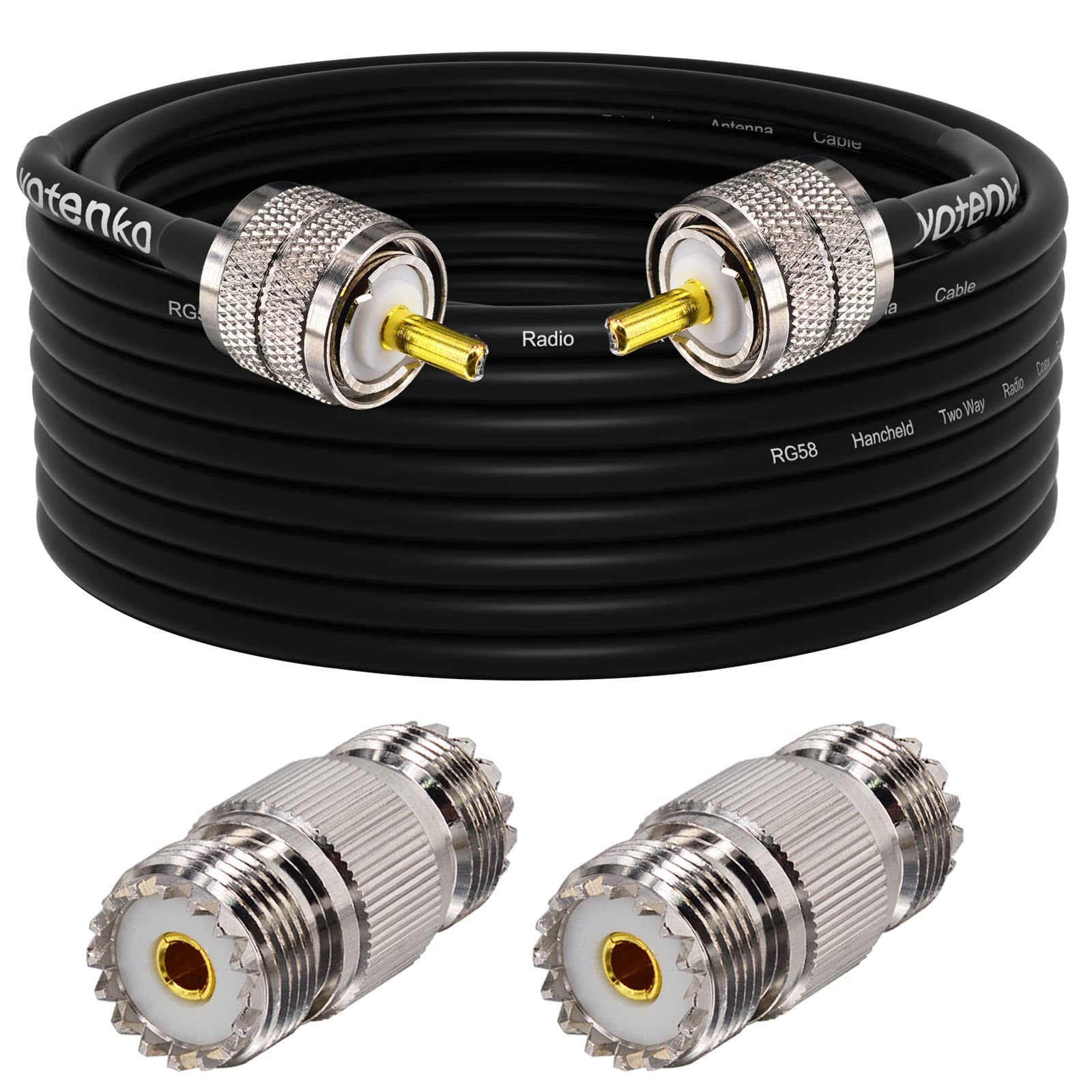 Kabel antenowy CB 9,1 m, kabel koncentryczny PL259 RG58, kabel koncentryczny UHF PL259 męski + 2 adaptery żeńskie UHF SO239 50 Ohm do radia CB Ham, miernik SWR, analizator antenowy, radio HF,