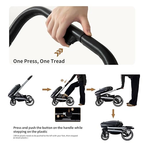 Miniatura 8 de Cochecito reversible, cochecito para niños pequeños con asiento convertible, cochecitos de viaje plegables con modelo acostado, cochecito alto