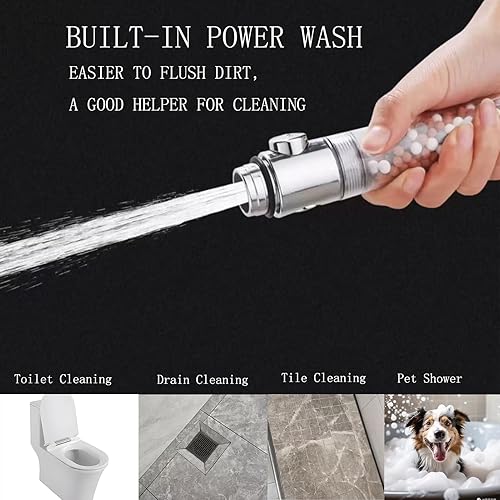 Miniatura 4 de Cabezal de ducha filtrado con cuentas purificadoras  Ducha de mano de alta presión de 3 funciones para agua dura  Elimina cloro e impurezas, suaviza