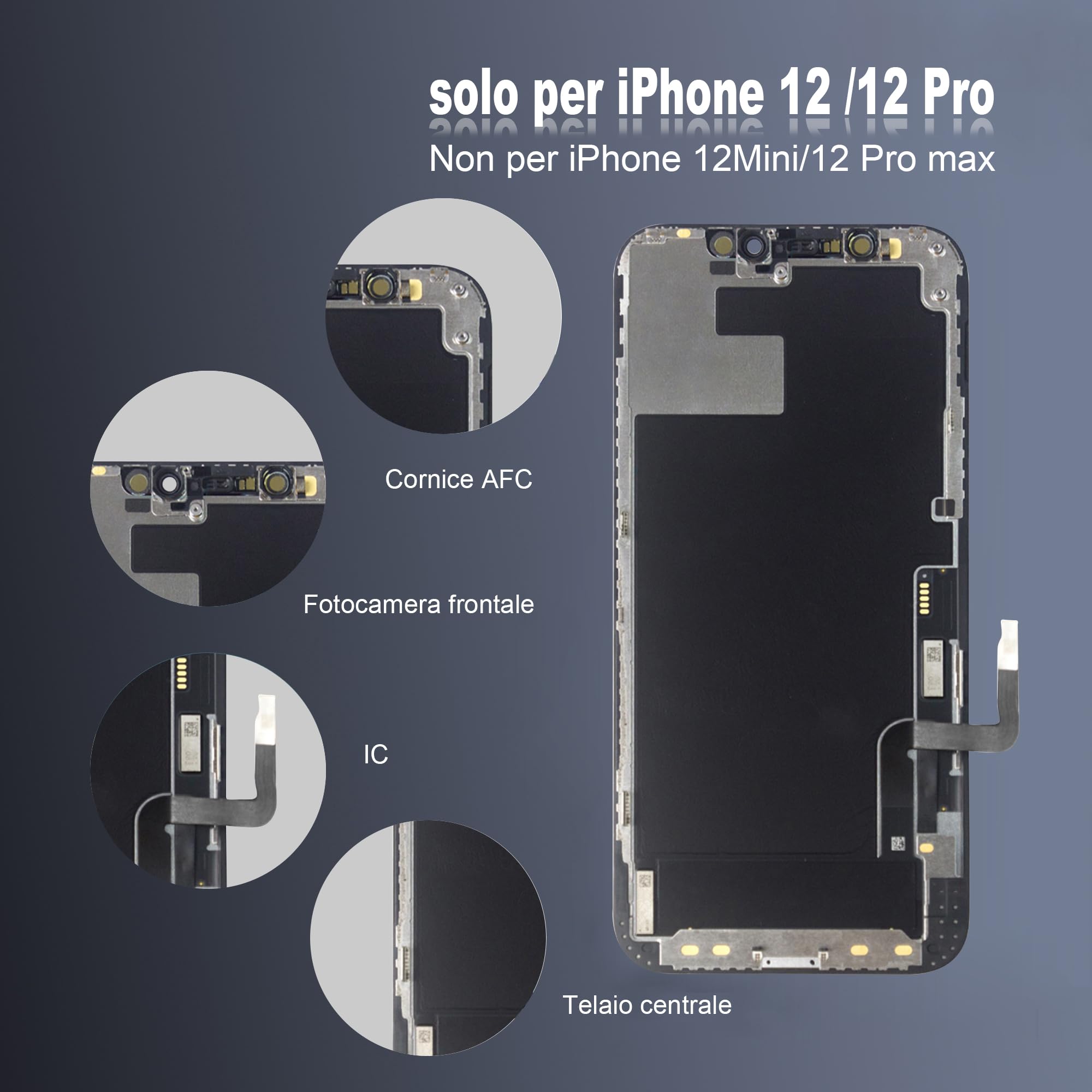 per iPhone 12/12 PRO Sostituzione dello Schermo LCD 6,1 Pollici Gruppo digitalizzatore del Display Schermo tattile,con Strumento di Riparazione del Gruppo Telaio