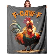 F-Caw-F Funny Blanket Gag Gifts, Naughty White Elephant Gifts Adults, Brr Basket Stuffers, Funny Stocking Stuffers for Men Women Adults, 60x50in Novelty Throw Blanket for Rooster Chicken Lover Grey