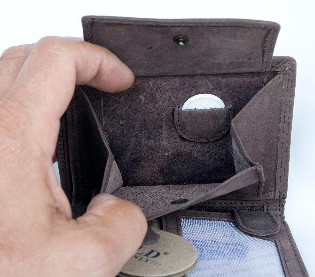 Billetera marrón Claro Estilo Motero de Cuero con camión con Cadena de Metal