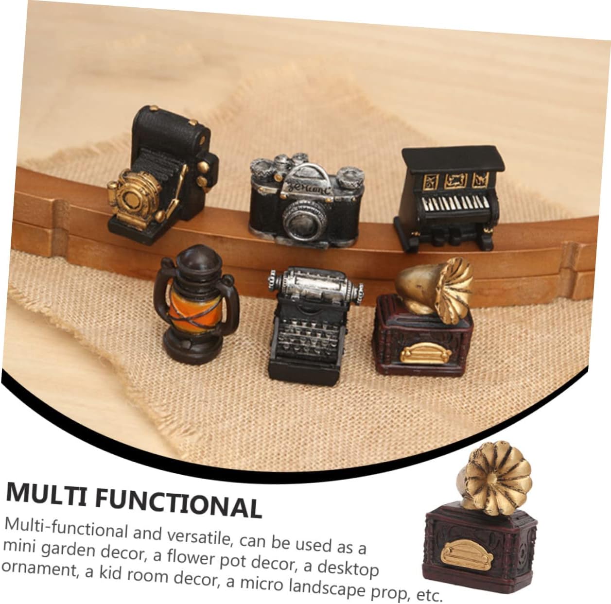 6pcs Vintage Resin Camera Ornaments for Mini Garden Decor Display image 2