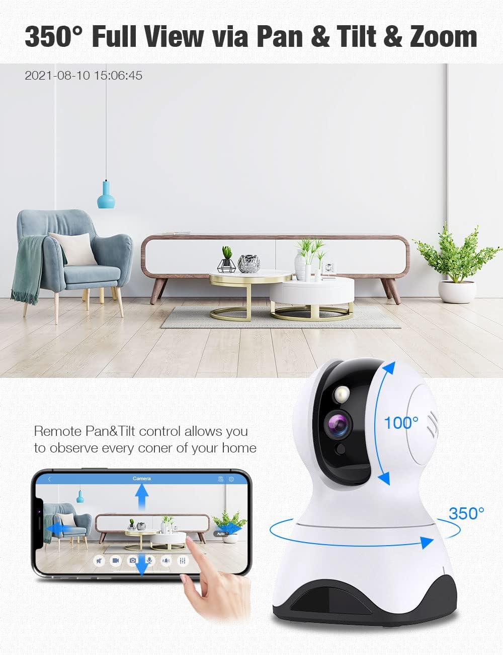 Eazieplus Pet Camera, Indoor Security Cam with 2-Way Talk Remote Live View, 2.4GHz WiFi,1080P Night Vision, Motion/Sound Detection, Works with Alexa for Home Baby Elder Surveillance