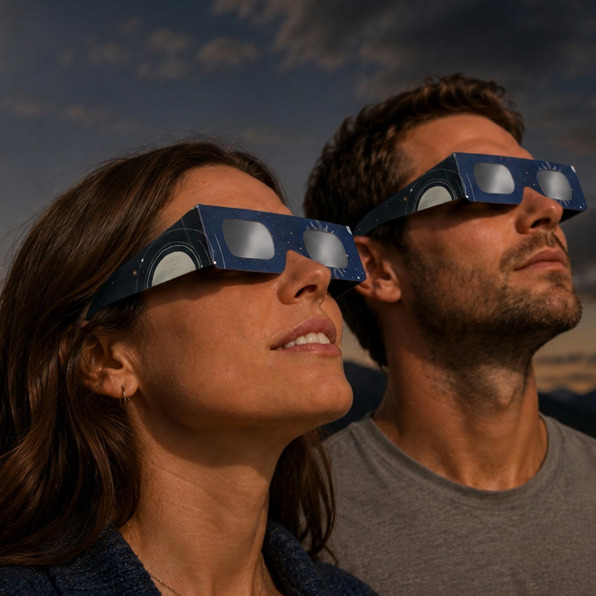 Pack 2/6/12/50, Gafas para eclipse solar, montura 45 mm, se usan sobre la mayoría de gafas de vista, probadas EN ISO 12312-2:2015, marcado CE para observación solar segura – Astro