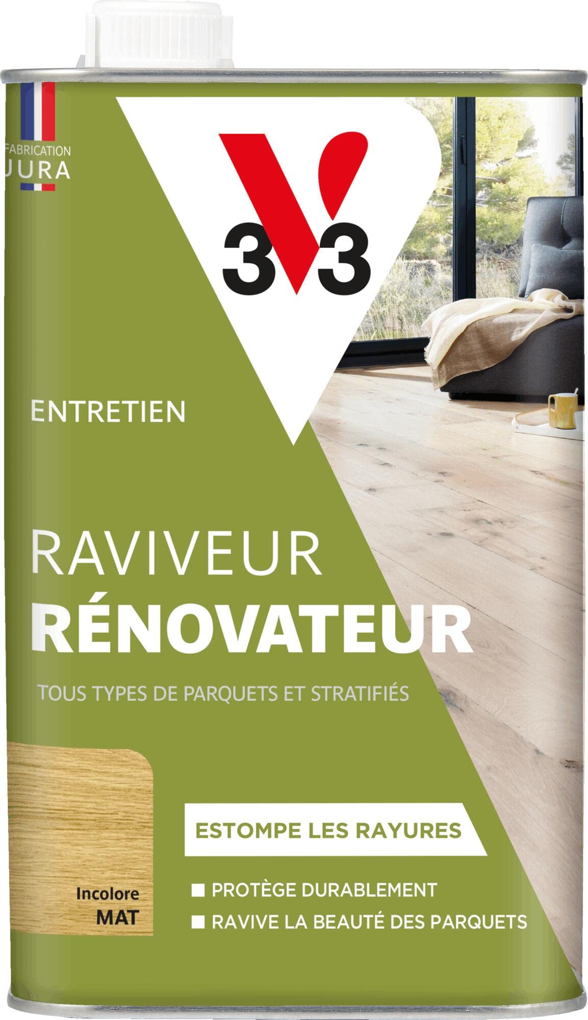 V33 Raviveur rénovateur parquets & stratifiés, Incolore Mat 1L