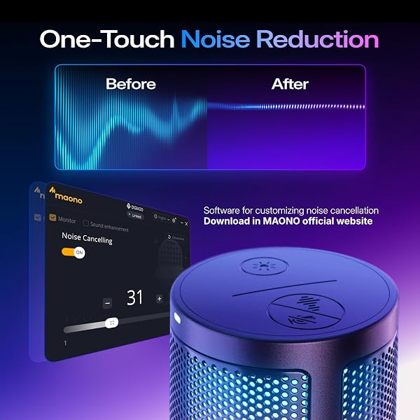 MAONO Gaming USB Mikrofon, Noise Cancellation Kondensator Mic mit Mute, Gain, Monitoring, Galgenarm, Pop-Filter für Streaming, Podcast, Twitch, YouTube, Discord, PC, Computer, PS5, Mac, DGM20S - 3