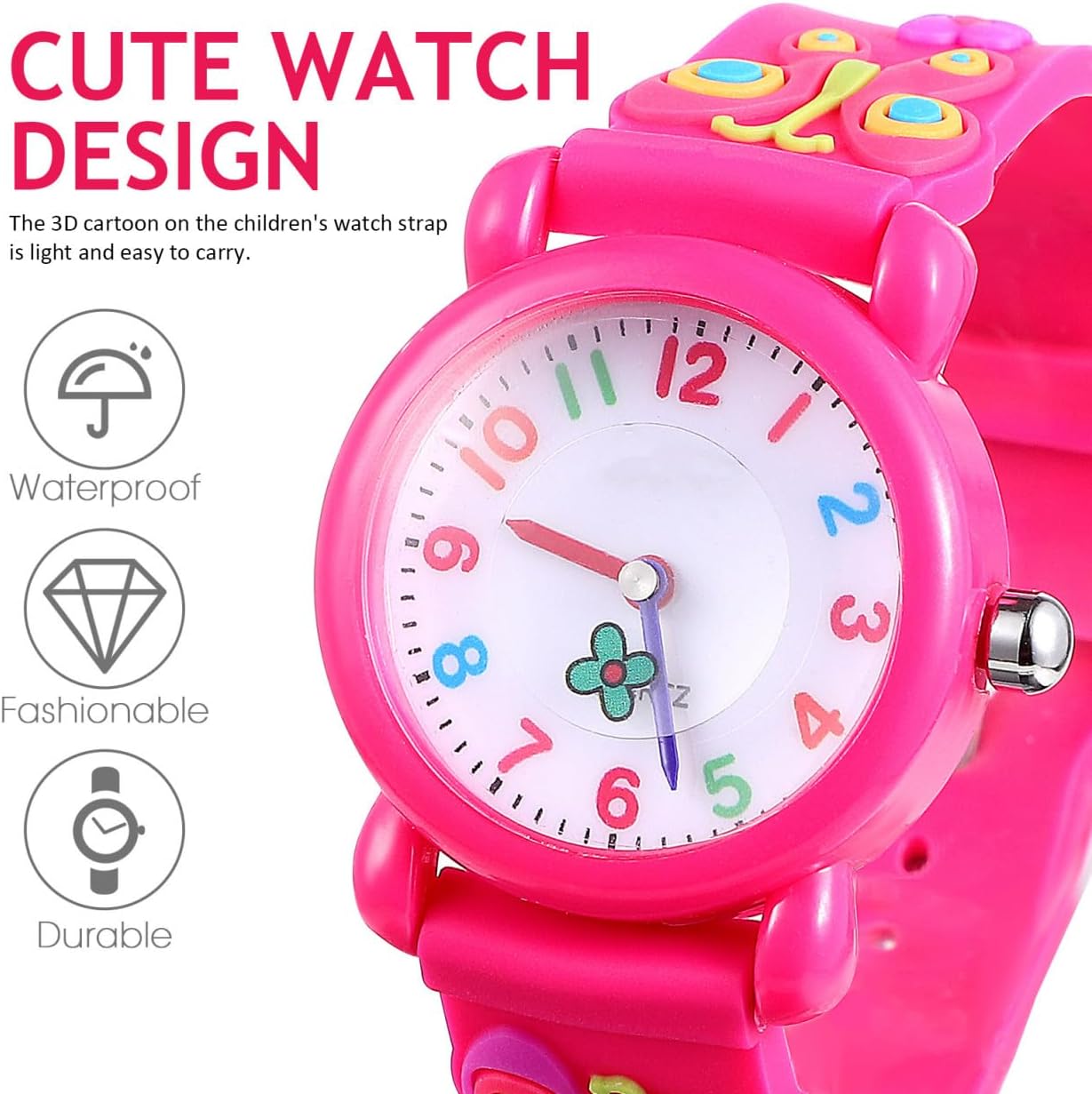 COLLBATH 2 Pcs Watches for Boys and Silicone Cartoon Insect Motif Accurate Timekeeping Read Arabic Numerals Purple