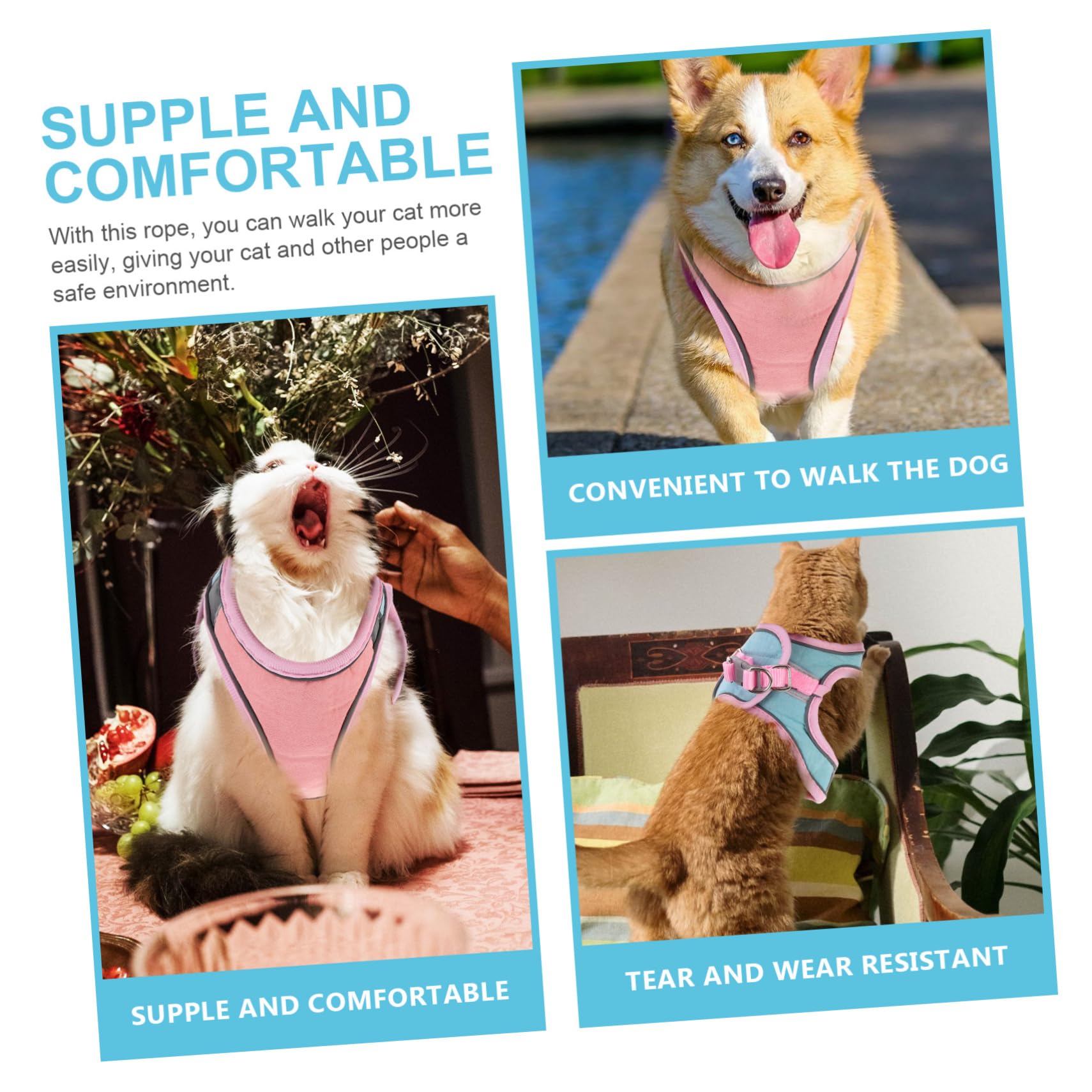 Mipcase 3sätze Verstellbares Katzengeschirr Und Set Ausbruchsicheres Design Atmungsaktives Mesh Für Katzen Und Kätzchen Mit Reflektierenden Elementen -grün