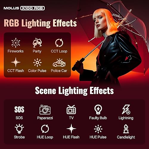 Miniatura 9 de ZHIYUN MOLUS X100 RGB PRO 100W Luz de video oficial V2 versión mejorada Iluminación de fotografía profesional Iluminación de salida continua