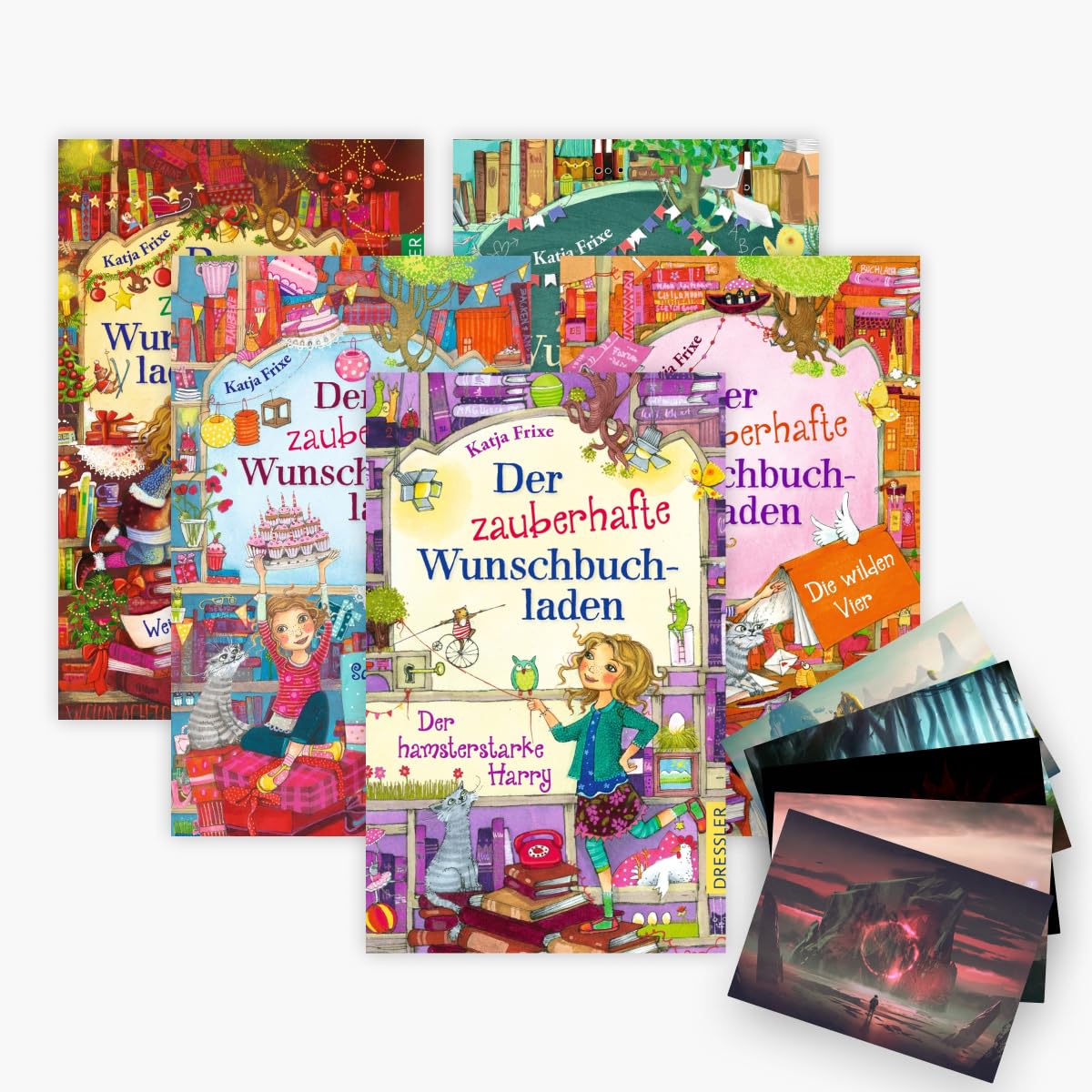 Der zauberhafte Wunschbuchladen in 5 Bänden plus 1 exklusives Postkartenset
