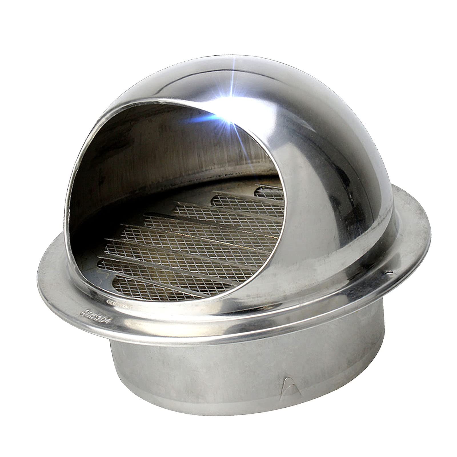 Campana de ventilación de pared redonda en acero inoxidable 304 plata