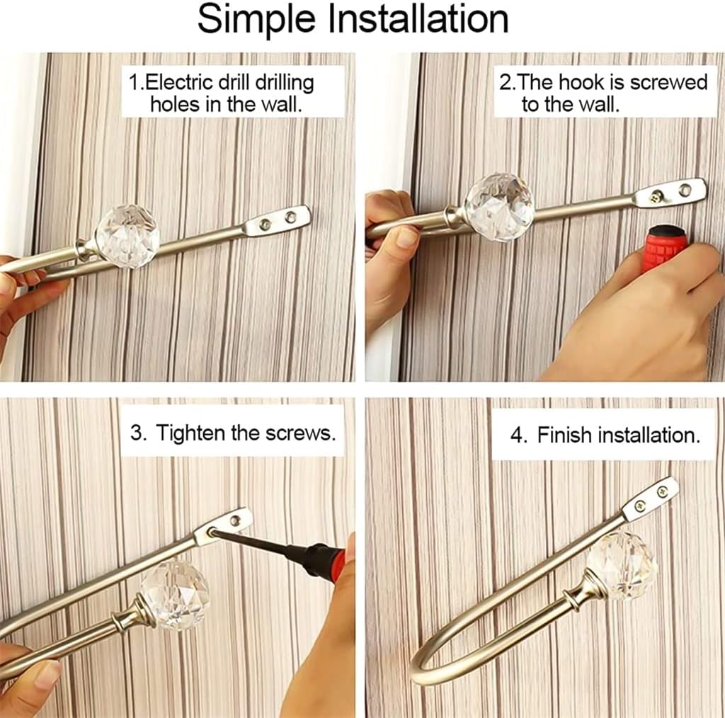 FMURY Crystal Ball Magnetic Curtain Straps Home Curtain Fastener Buckles Clips Rods Accessories Hooks(E)