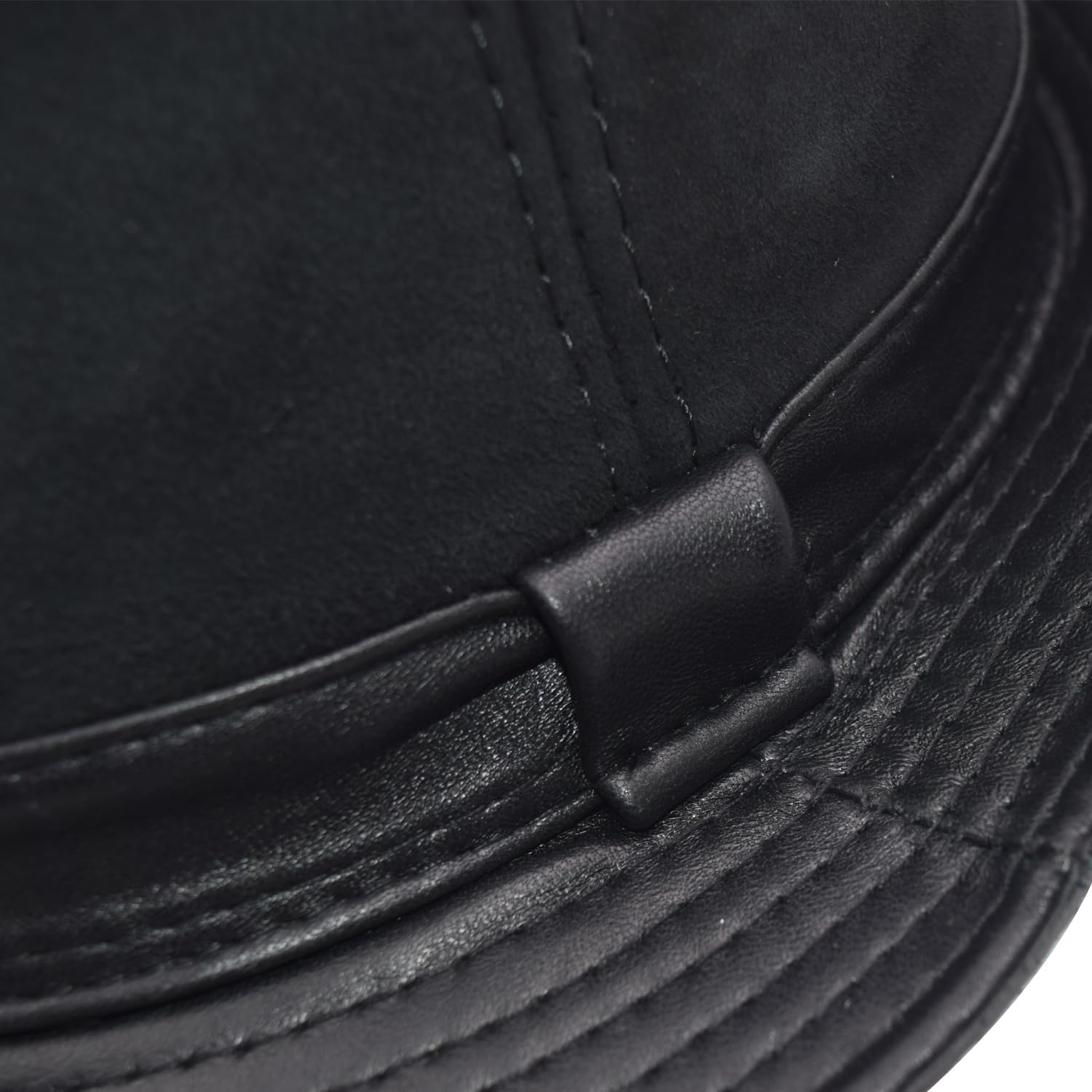 Genuine Leather Jazz Hat Short Brim Classic Fedora Porkpie Hat - Image 6
