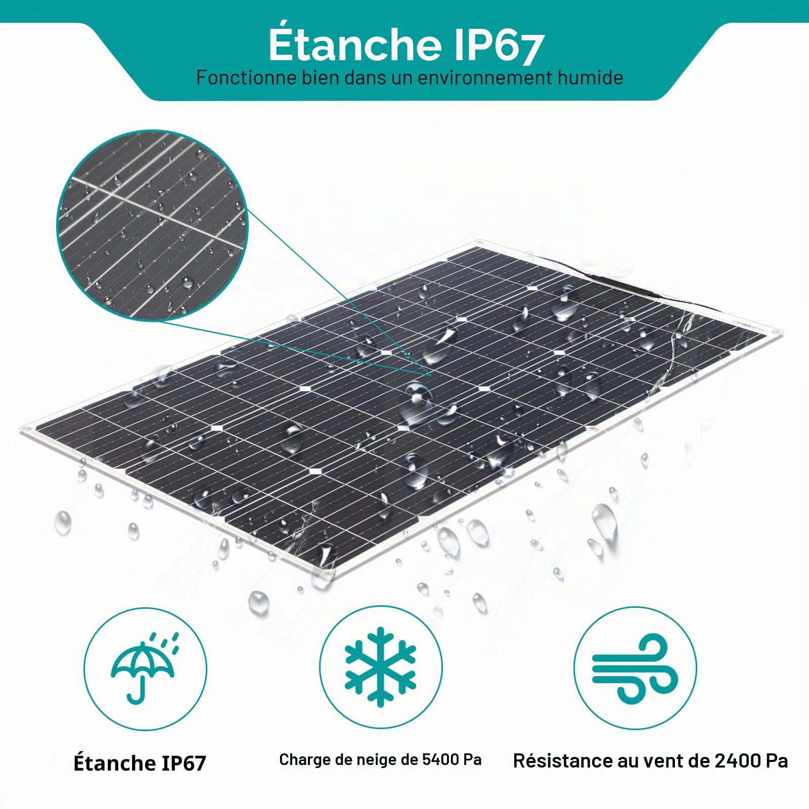 Kit Panneaux Solaires Flexible Monocristallin Panneau Solaire Module 200W 20A 12V/24V Régulateur Charge Solaire Solaire Pour, Bateau, Système autonome, Camping, Balcon, Système Solaire, Camping car