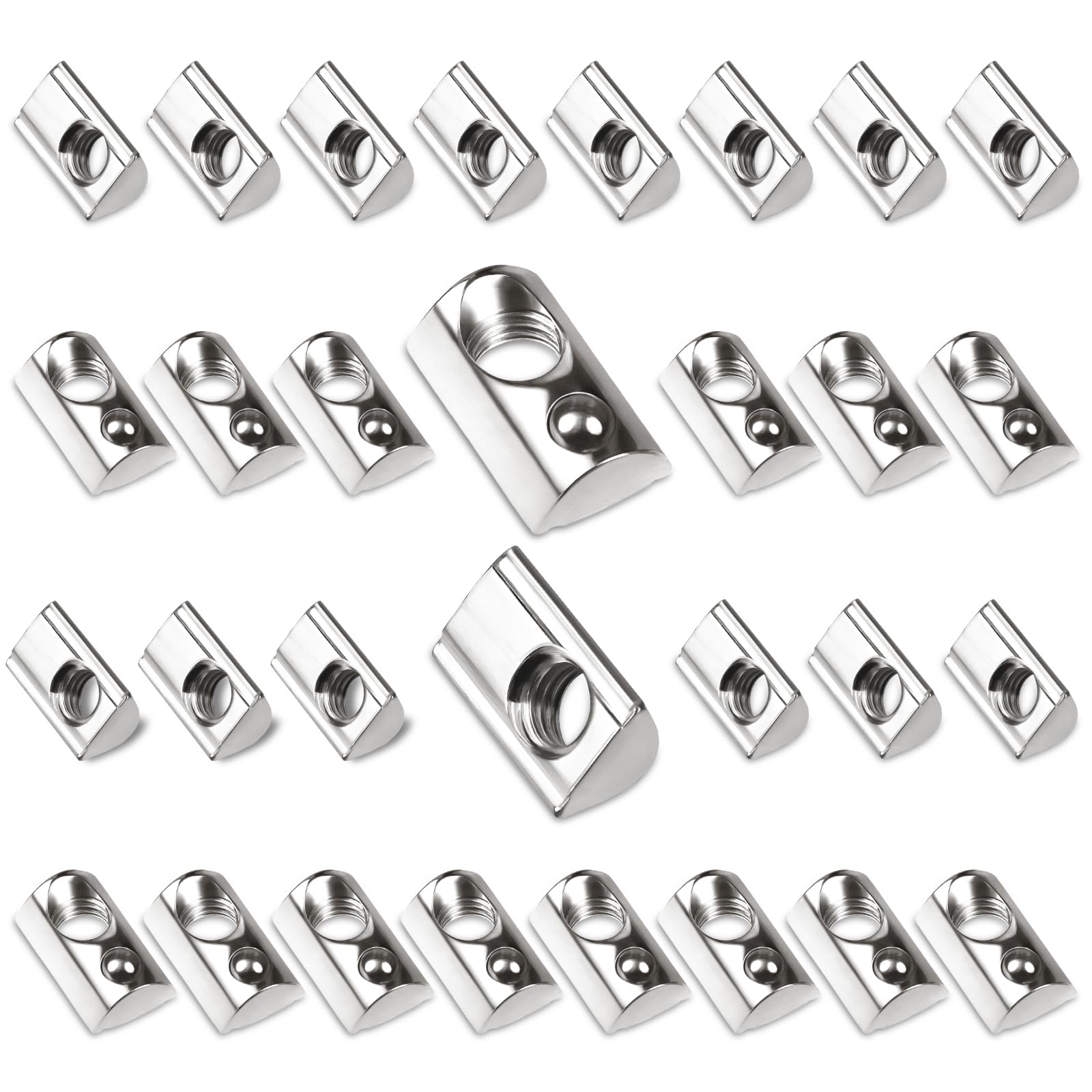 30 Dadi Scanalati M6 Serie 30 - Per Profili Alluminio 30x30, Acciaio Carbonio, Con Sfera Di Centraggio - Foto 7