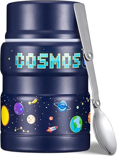 Charcy Termo de 17 oz para comida caliente, contenedor de comida aislado con cuchara plegable QB - Espacio azul medianoche