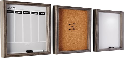 Miniatura 5 de Mikasa Tableros de oficina con marco gris, incluye una pizarra blanca calendario, una pizarra de corcho y una pizarra blanca, juego de 3
