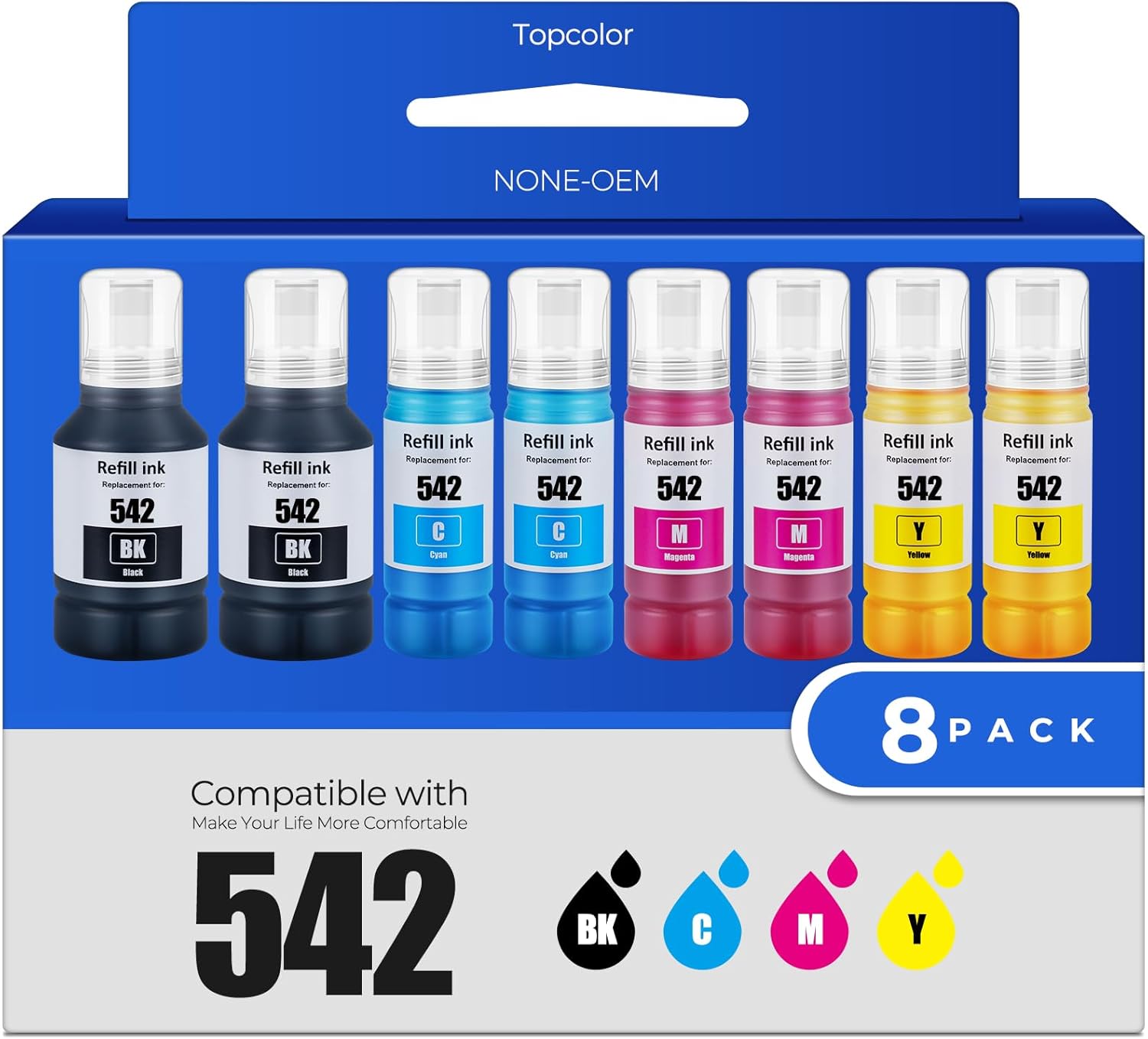 542 ink refill bottles compatible with ET-5850/5150/5170/16650/5800/16600/5880/5180