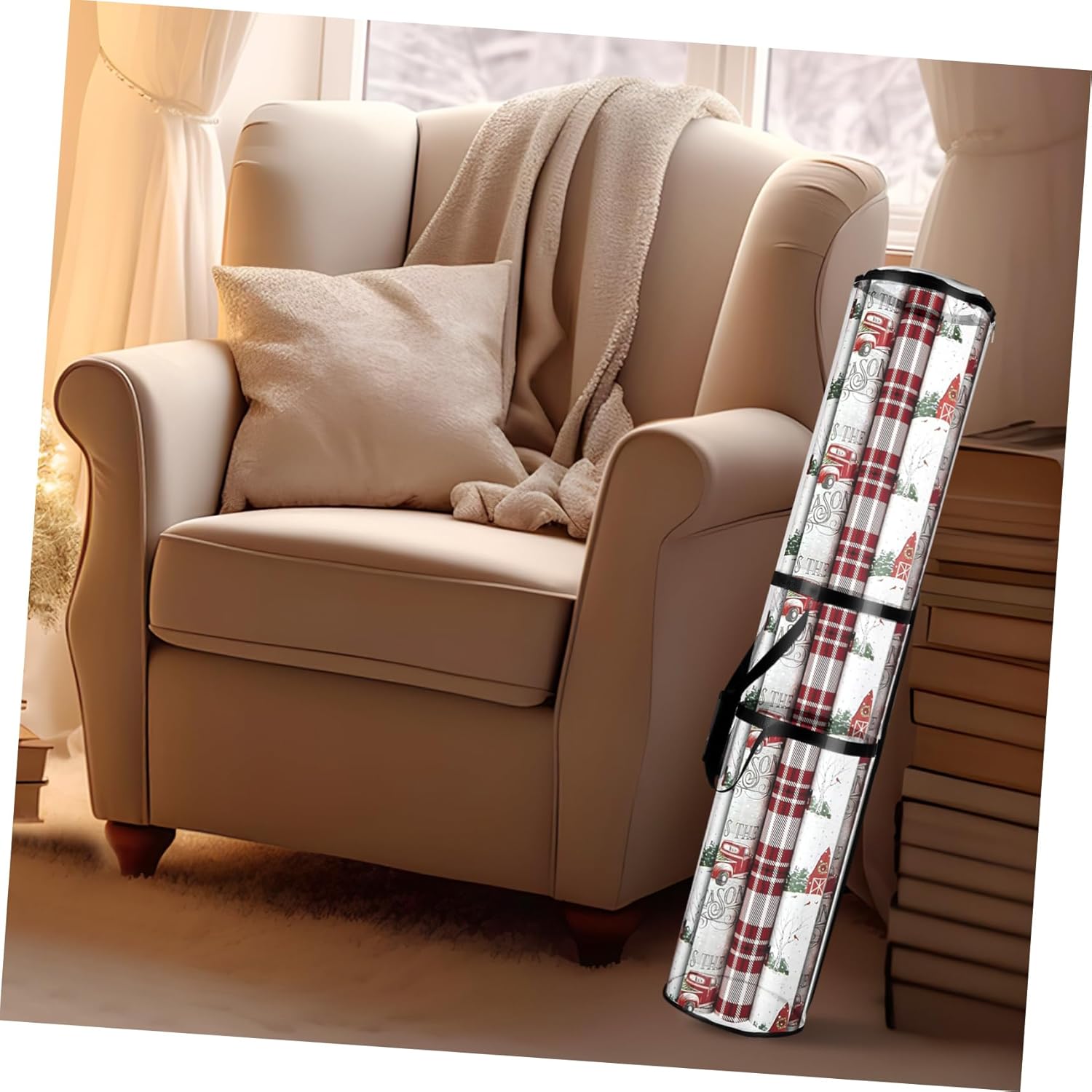 Uonlytech 2pcs Wrapping Paper Storage Bags Roll Holders for Organizing Supplies and Craft Materials and Easy to Use