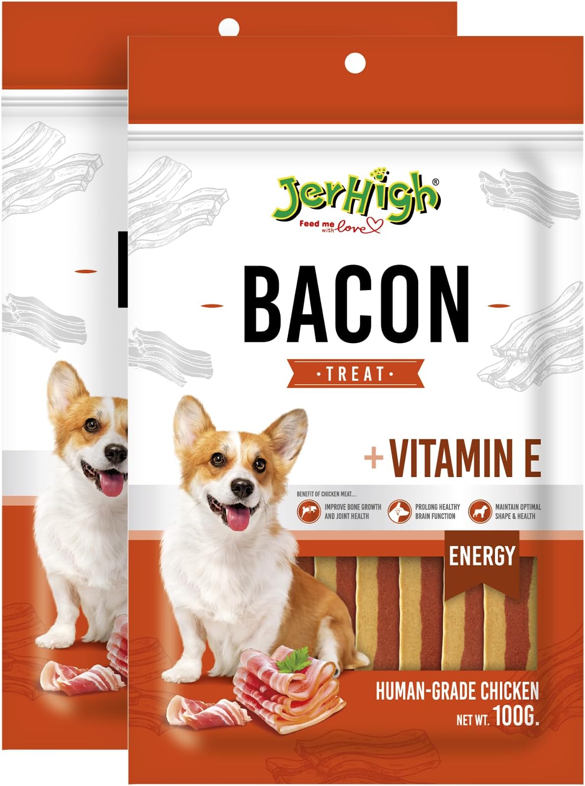 Jerhigh Stick Young Dog Treat Adult Bacon (100 GMS) Pack of 2