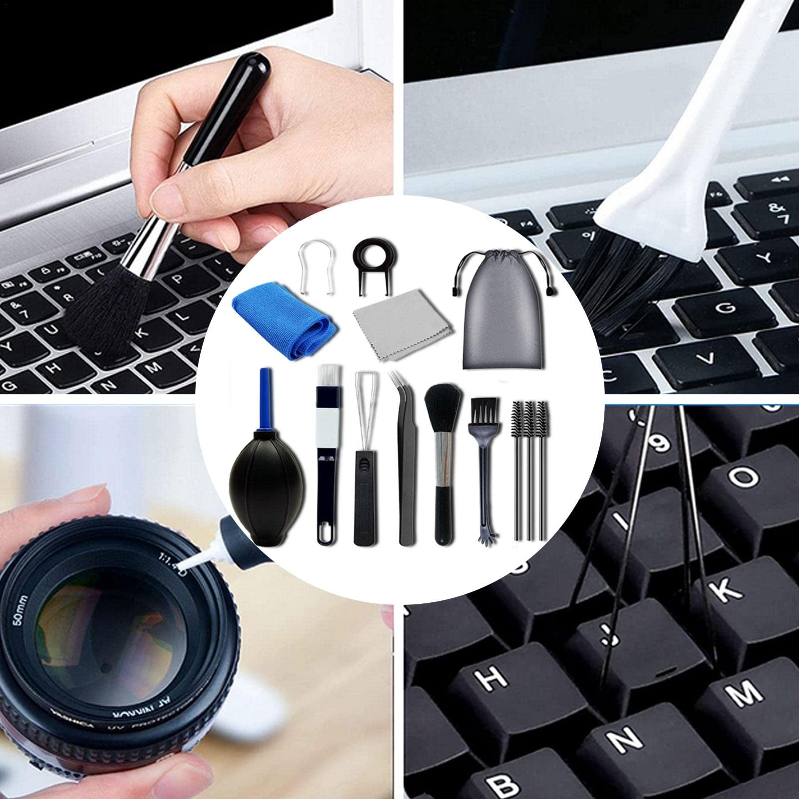 10 Pcs Kit de herramientas de limpieza de computadoras - Limpieza del teclado con paños de limpieza de pantalla,Kit de limpieza para computadora portátil, limpieza de teclado con paños de Generic