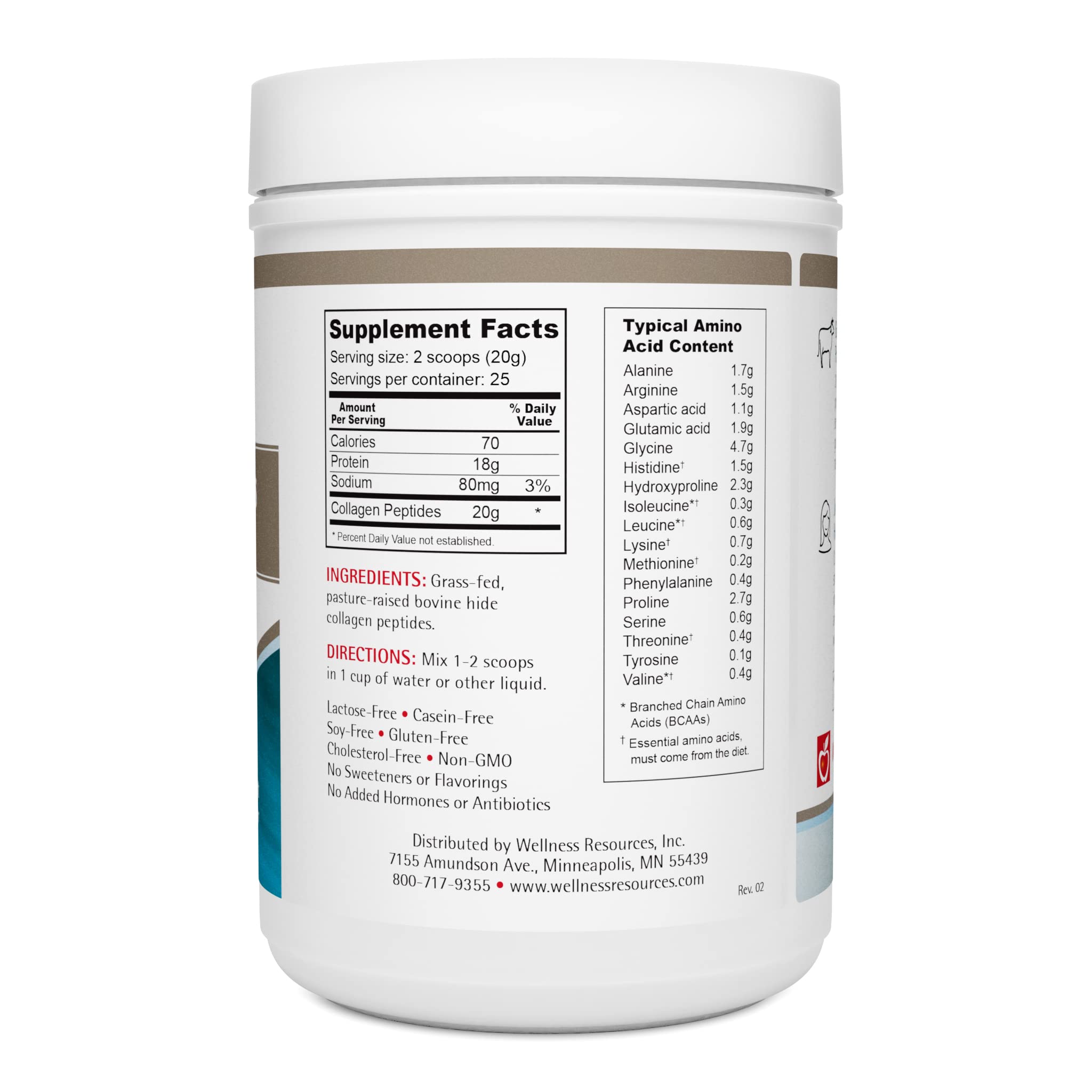 Wellness Resources Collagen Peptides - Pasture Raised, Grass Fed 100% Collagen Protein - Hydrolyzed Type I and III Collagen Peptides Powder, Unflavored (500 Grams/ 17.6 Ounces) — Amazon image 3