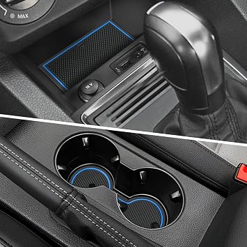 Auovo Protector Mats for Volkswagen Jetta Accessories 2013-2018 Custom Fit Door Compartment Liners Cup Holder Console Liners Anti Dust Mat Pads Car Interior10pcs/Set Blue