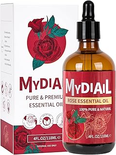 Rose Essential Oil 118ml Natural Premium Rose Oil Essential Oil for Skin Care, Diffuser, Aromatherapy, Massage, Soap & Candle Making, Bath - 4fl oz (with Glass Dropper)