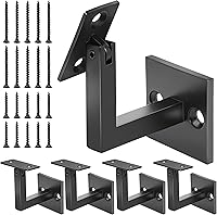 5-Pack Heavy Duty 304 Stainless Steel Swivel Stair Railing Brackets - Adjustable Handrail Wall Mounts, Matte Black for Indoor/Outdoor Renovations