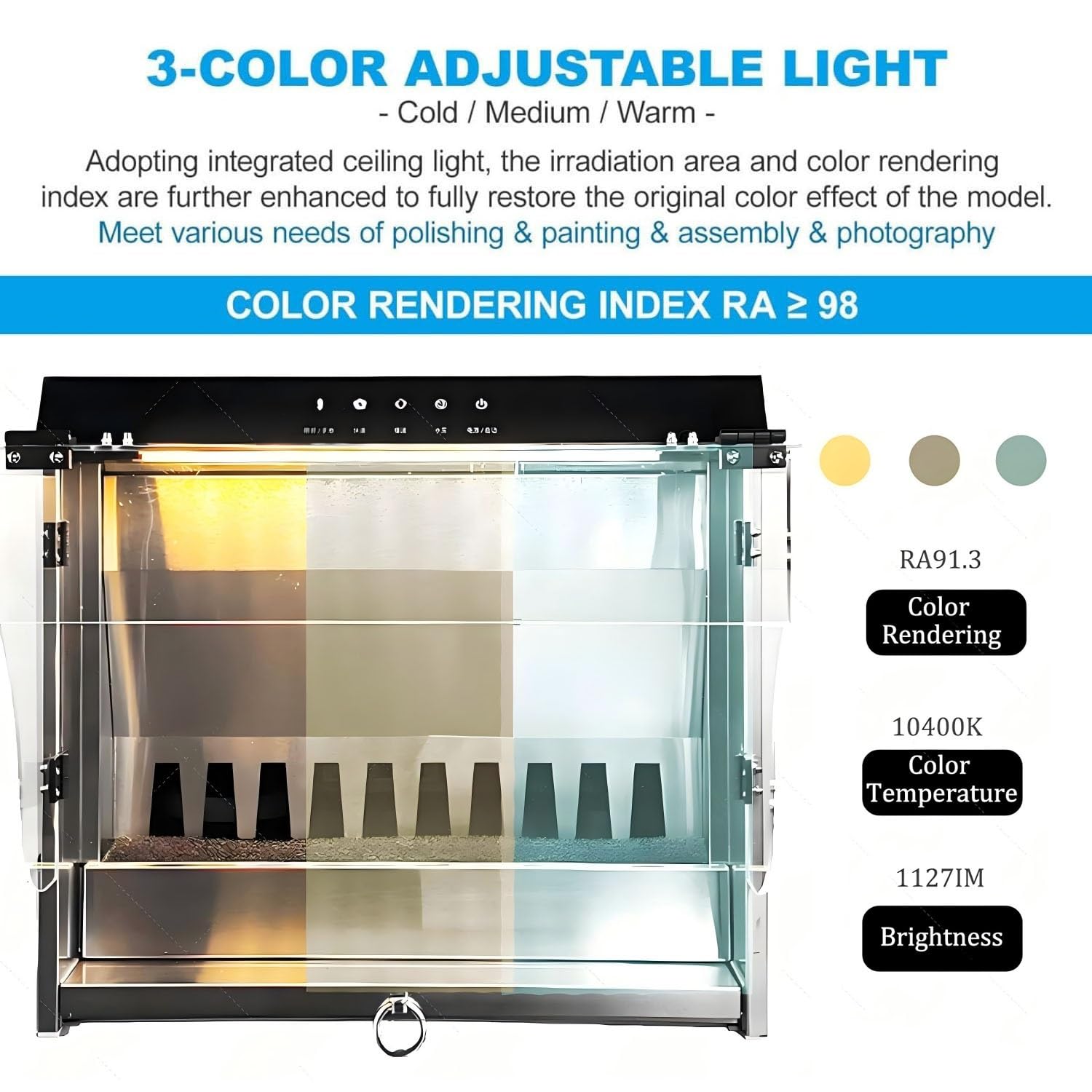 Cabina Di Verniciatura Ad Aerografo Con Cascata, Cabina Di Verniciatura Ad Aerografo Con Cascata E Luci LED a 3 Colori, Controllo Tramite Gesti E Touchscreen, Con Tubo Filtro